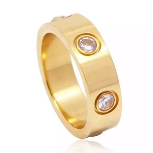 Luxury Shiny Rotating Circle Crystal Ring Gold